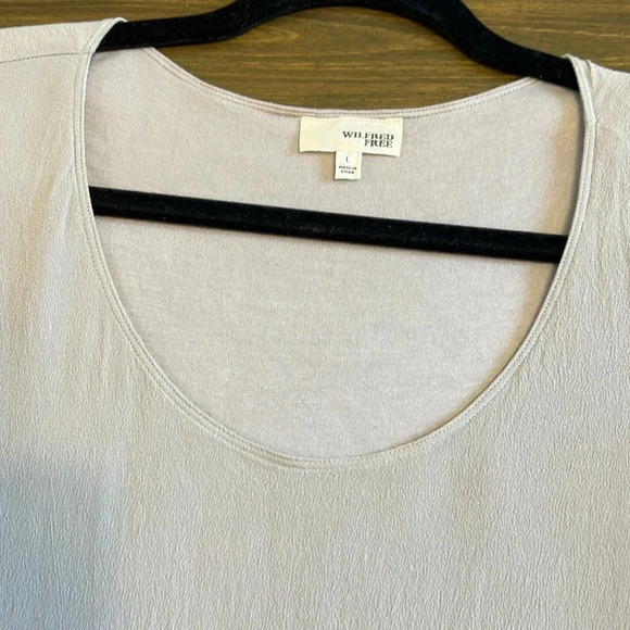 WILFRED FREE by ARITZIA Teigen Mini Shirt Dress in Lune L Taupe Gray Gauzy - Picture 6 of 10